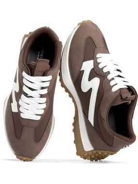 Women's Chocolate Memory Foam Insole Lace-up Shoes Lace Up Fashion Sneakers